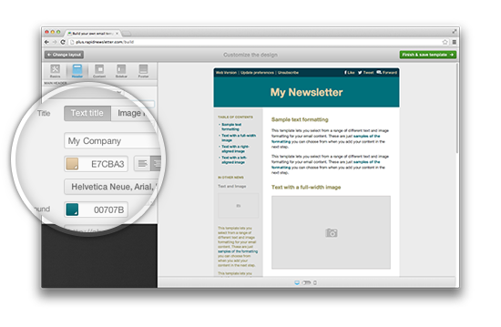 Screenshot of Rapidnewsletter Plus Template Builder